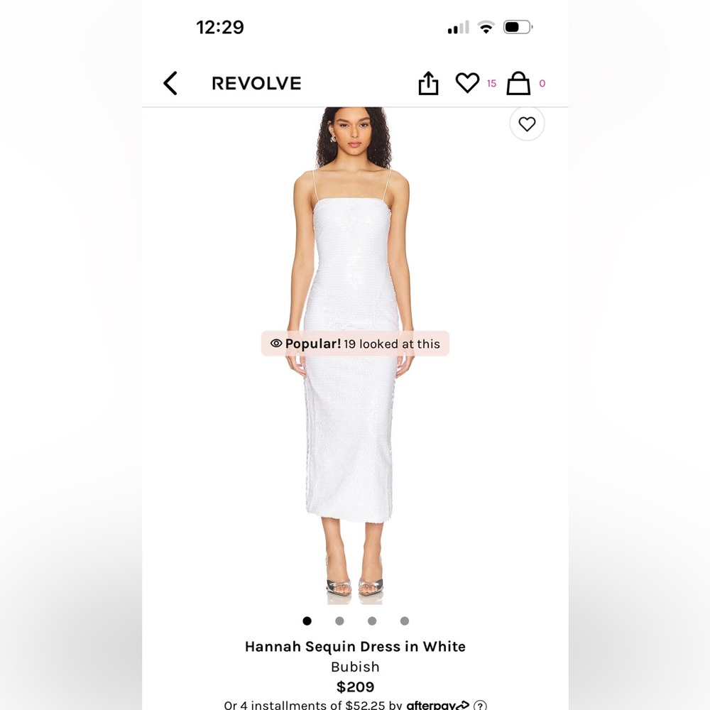 I am selling this chic white sequin midi dress from the brand Bubish on Revolve!